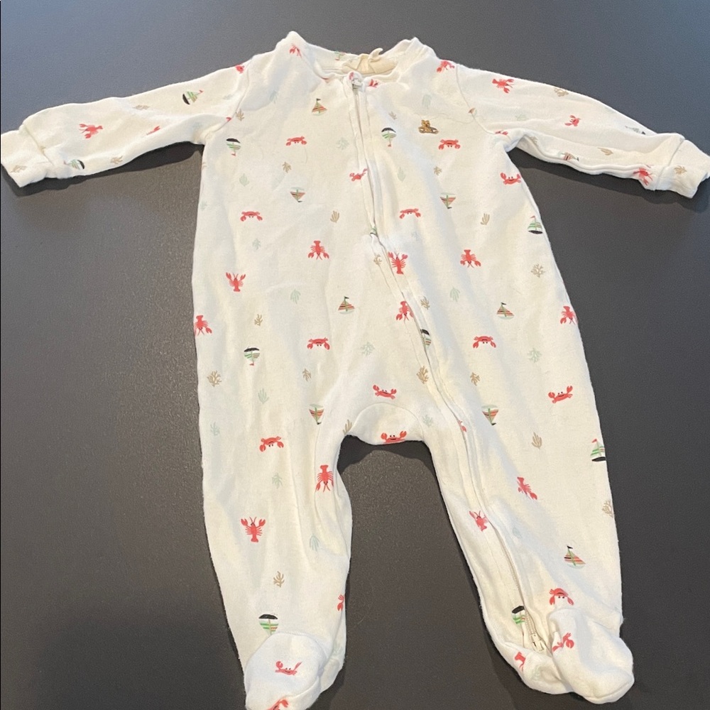 GAP BABY Sailboat Lobster One Piece Footie Sleeper Pajama Baby 3-6 month